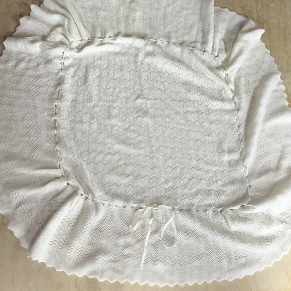 Vintage 1970s Friemanit baby blankets lot of 2 - White acrylic Knit - Picture 4 of 8
